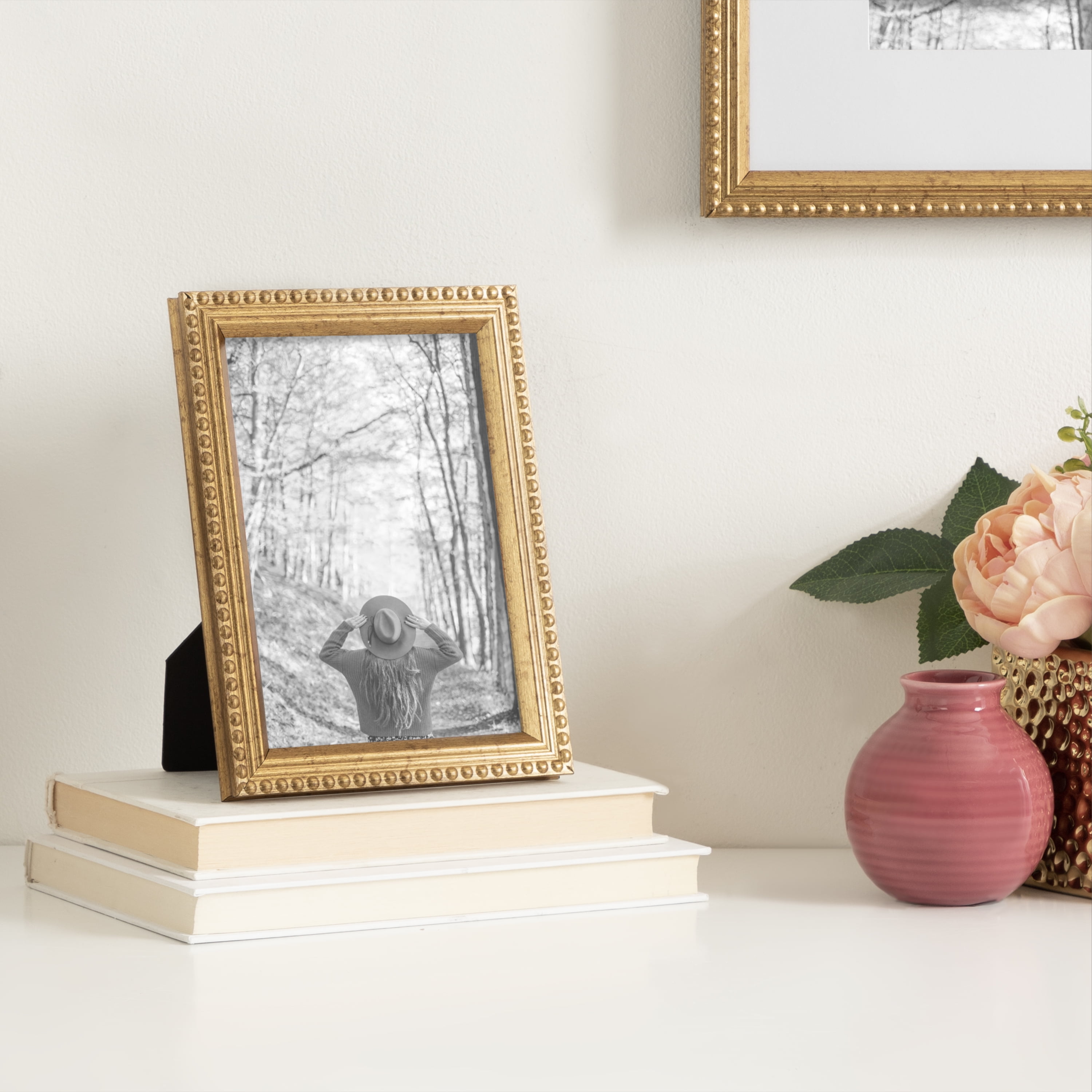 Cadre à photos vieil or perlé Salsita de 12,7 cm x 17,8 cm pour table SALSITA 5X7 GLD - FRENCH