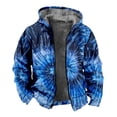 thumbnail image 7 of Tie Dye Fleece Lined Hoodies for Men Full Zip Heavyweight Thick Warm Jacket Coat Fall Winter Hooded Sweatshirt Yellow XXXL, 7 of 7
