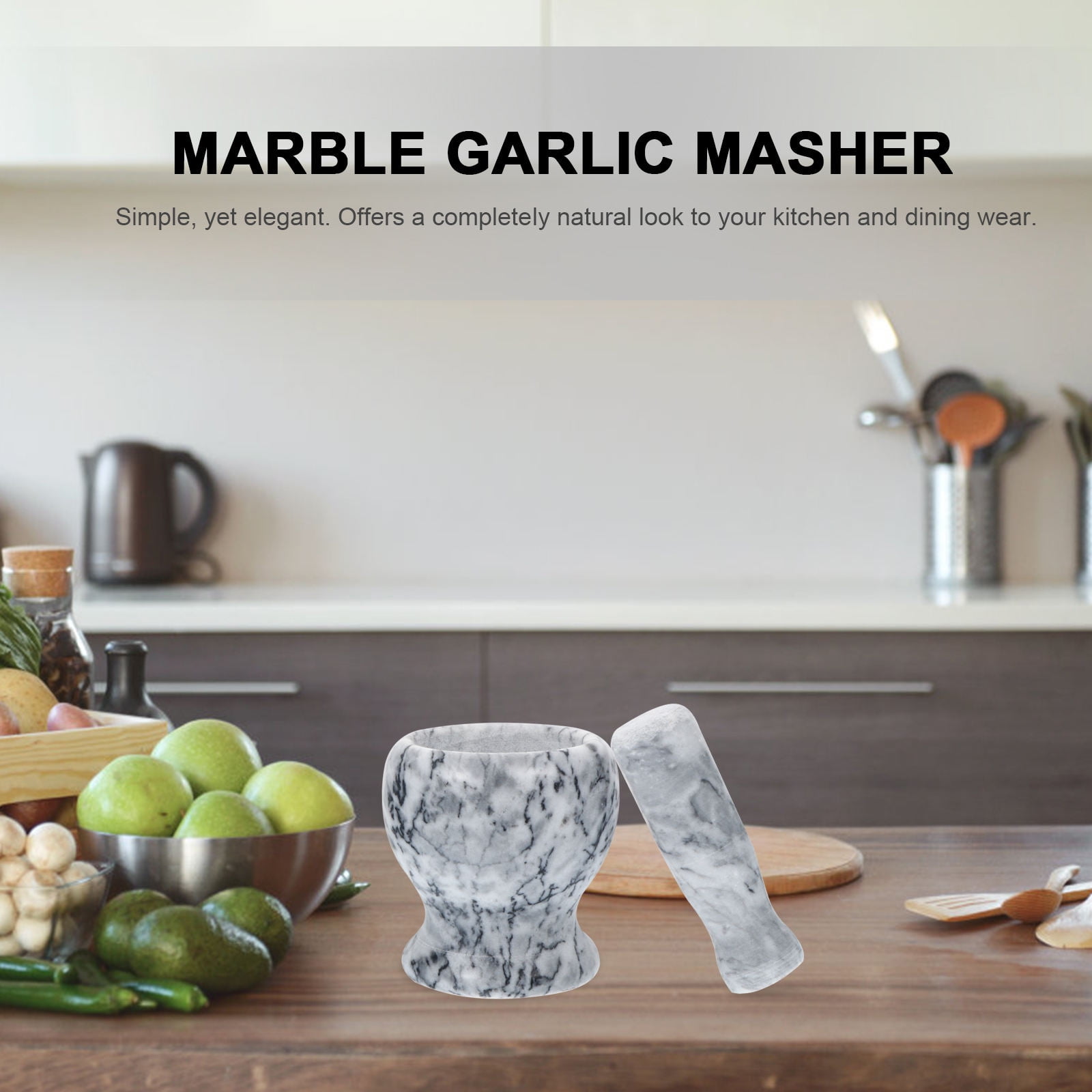 FONWILYO Kitchen Mini Garlic Masher Marble 1 Set 4.32x3.73x3.73in