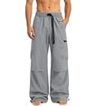 thumbnail image 3 of cllios Men's Parachute Cargo Pants with Adjustable Ankle Drawstring Wide Leg Drawstring Waist Loose Utility Trousers s-xl, 3 of 7