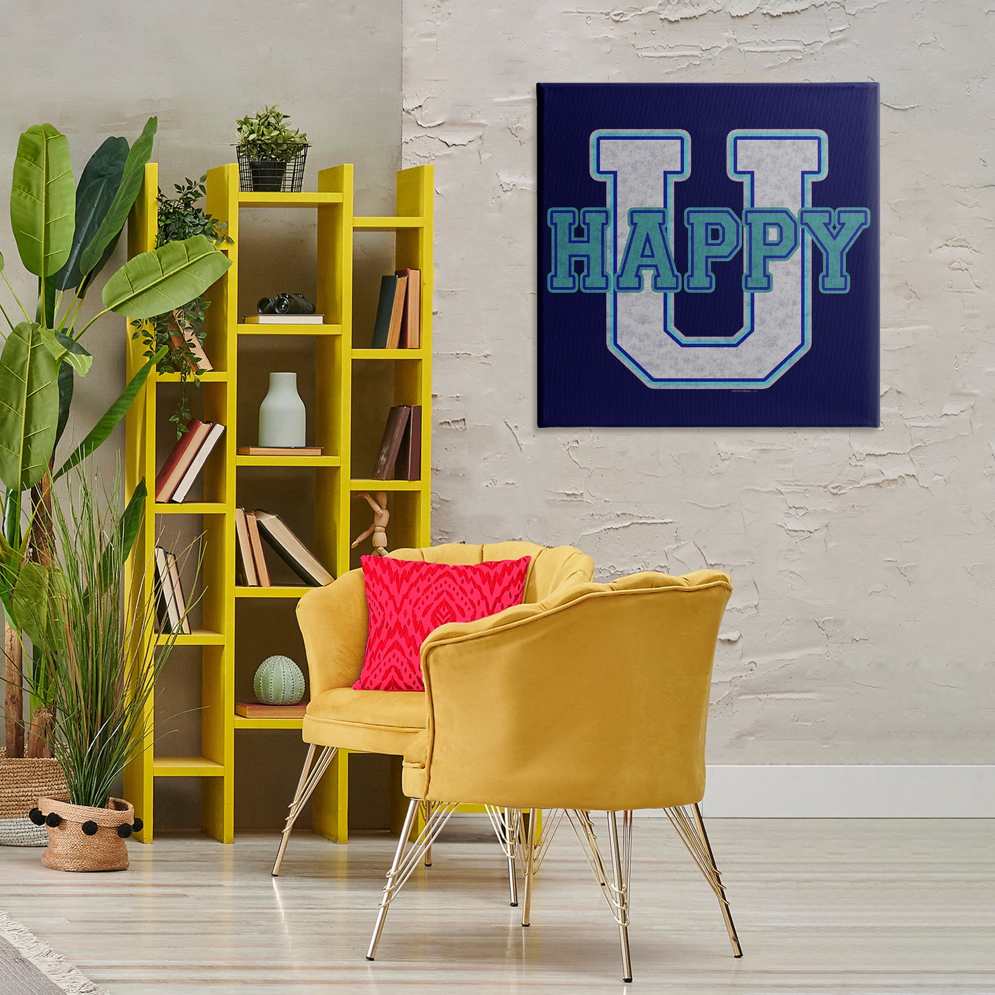 Stupell Industries Happy U Varsity Style Text & Numbers Painting Wrapped Canvas Art Print Wall Art, 30 x 30