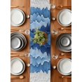 thumbnail image 6 of Watercolor Coastal Blue White Ocean Water Table Runner-36 Inch Long Abstract Beach Table Runners Linen Burlap Tablerunner for Kitchen Dining Room Holiday Party, 6 of 9