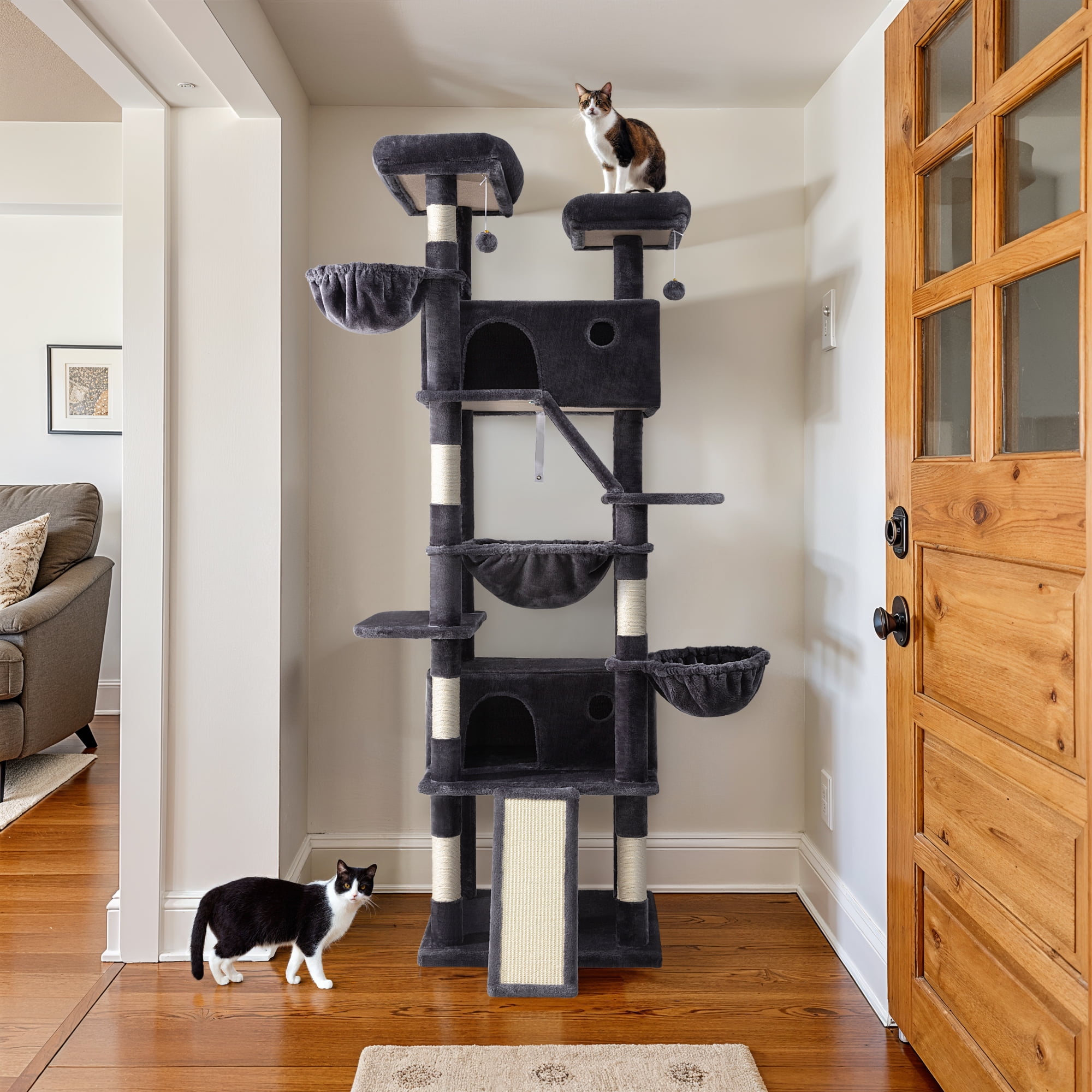 Einfach 81" Multi-Level Tall Cat Tree Tower, Larger Cat Condo with Hammock, Cozy Pussycat Perches, Sisal Scratching Posts, Blue