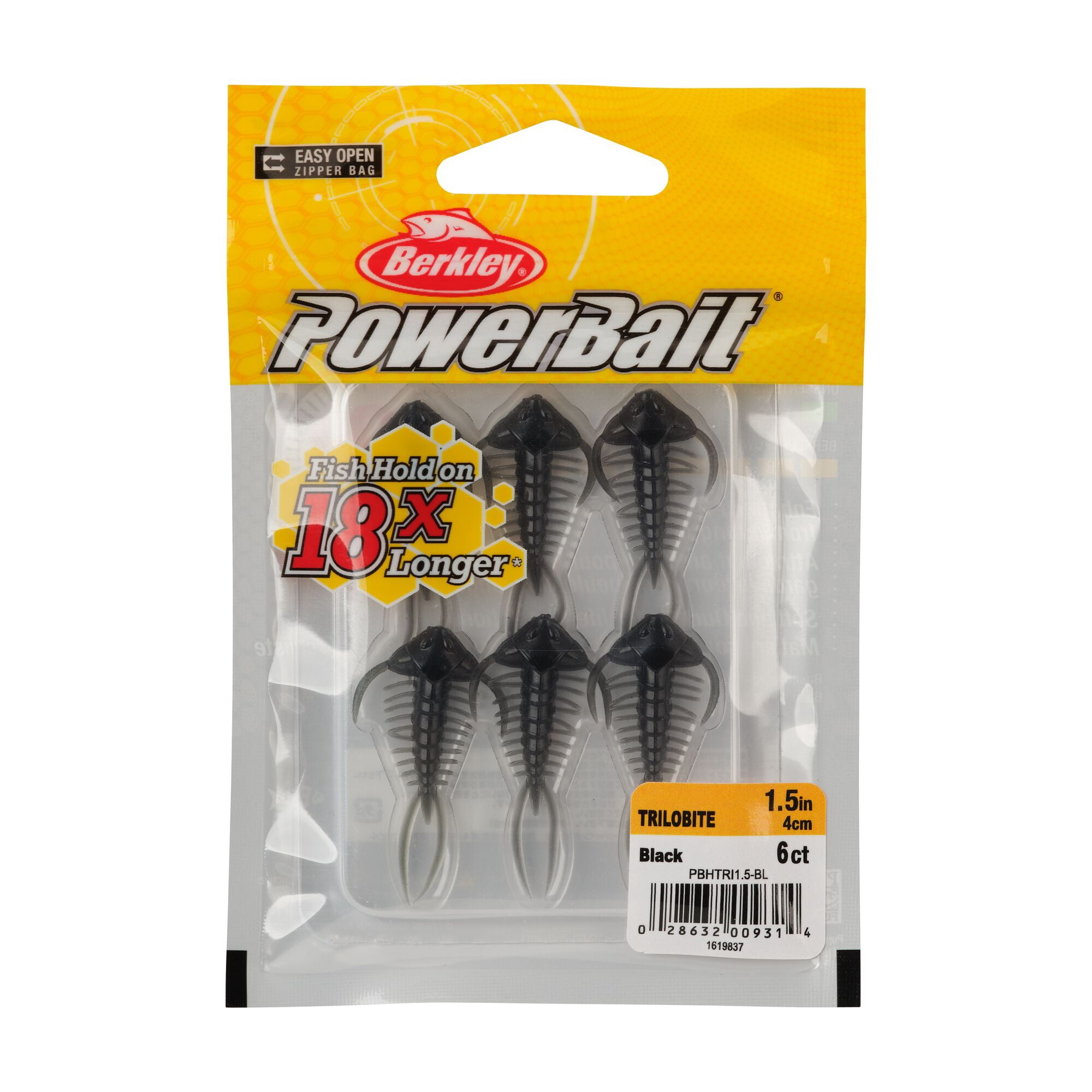 Berkley PowerBait® Trilobite, 1.5 in, Creatures, Black (6 Count)