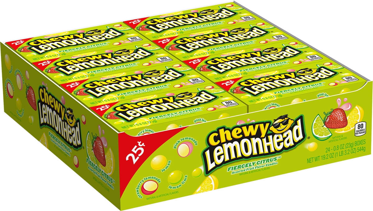 Lemonhead Chewy Lemonhead Fiercely Citrus, Assorted Fruit Flavors, 0.8 Oz, 24 Ct by Ferrara Candy Company