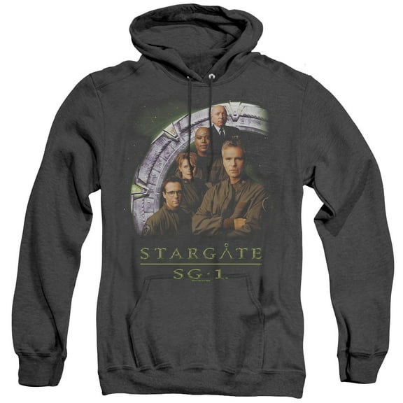 Sg1 Cast Stacked Adult Heather Hoodie Sweatshirt Black