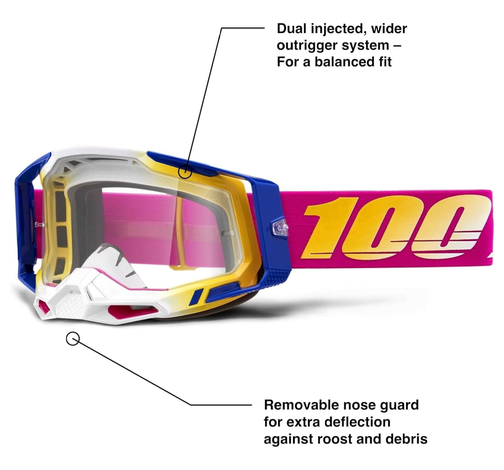 2 Bike & Motocross Goggles - MX and MTB Racing Protective Eyewear (Mission - Clear Lens)