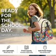 thumbnail image 2 of Xoenoiee Cat Butterfly Daisy Flower Print Backpack with Lunch Bags and Pencil Case Set of 3 Elementary School Bags for Kids Girls Boys Large Capacity Bookbag Bagpack Rucksack Satchel Casual Daypack, 2 of 6