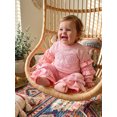 thumbnail image 4 of RUINIXCW Toddler Girl Fall Outfits Letter Bow Embroidered Ruffles Long Sleeve Crew Neck Sweatshirt and Flare Pants 2 Pieces Set, 4 of 8
