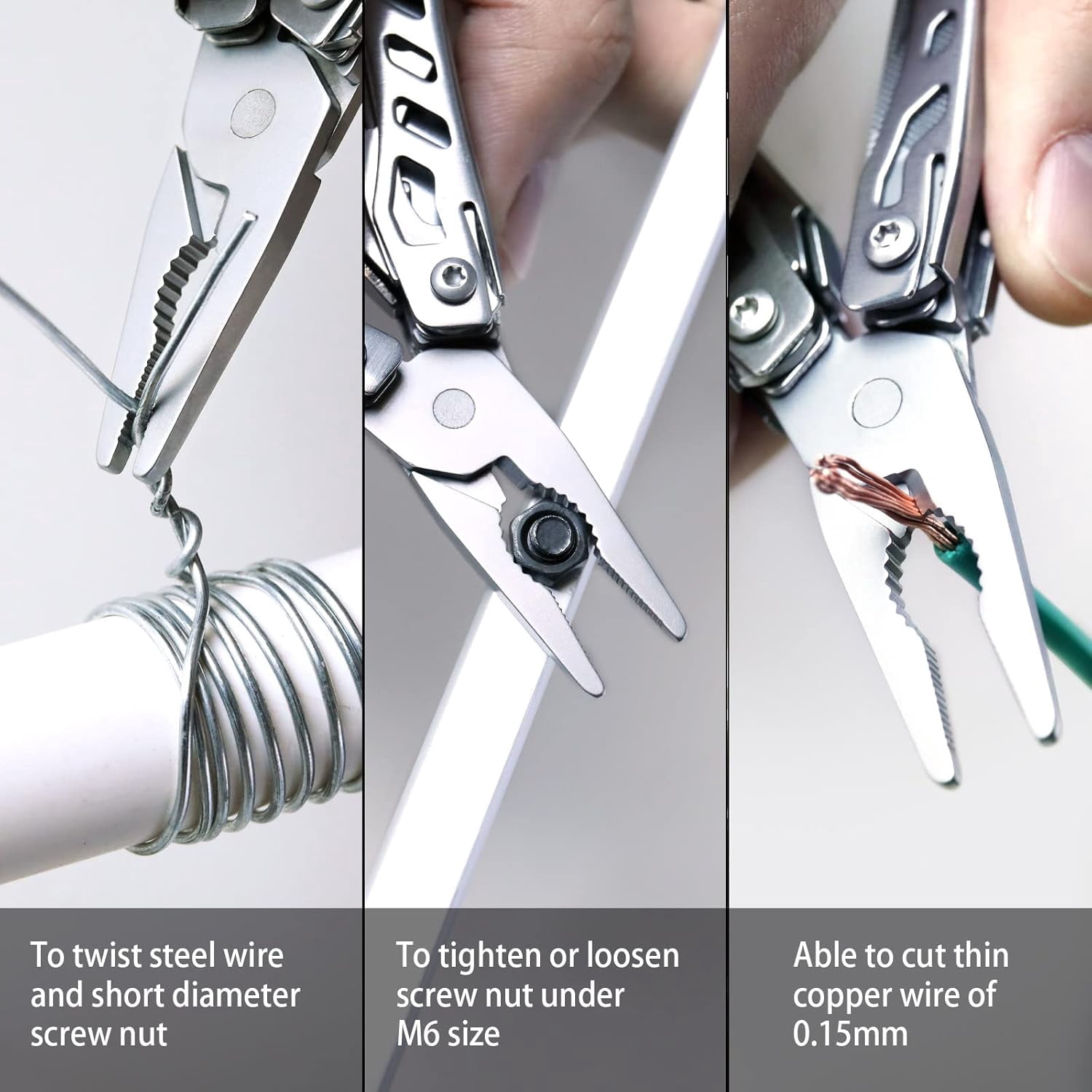 NexTool EDC Multitool, 10 in 1 Mini Pocket Knife Multi Tool with Key Ring, Mini Flagship, Sliver
