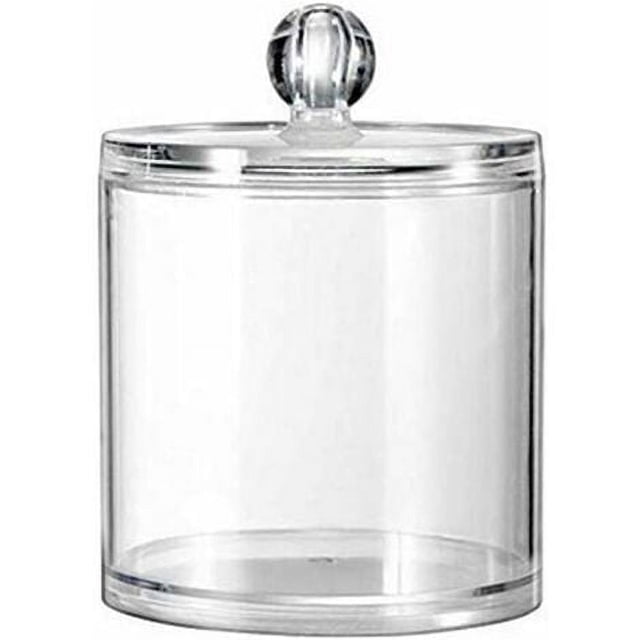 Tarro de almacenamiento de acrílico transparente Vacío con tapa transparente, organizador de maquillaje, hisopos de algodón, caja dispensadora para baño para aperitivos,