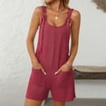 thumbnail image 5 of DHFJKG Women's Summer Rompers Overalls Shorts Scoop Neck Ribbed Loose Fit Shorts With Pockets Beach Vacation Clothes Stylish Trousers, 5 of 5