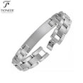 thumbnail image 3 of Tioneer Tungsten Carbide Brushed Center ID Link Classic Minimalist Fashion Bracelet for Men or Women w/ Free Engraving Options, 3 of 3