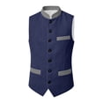 thumbnail image 4 of Kiijoy Boys Party Vest Button-Down Mandarin Collar Corduroy Waistcoat, Blue, 7-8 Years, 4 of 4