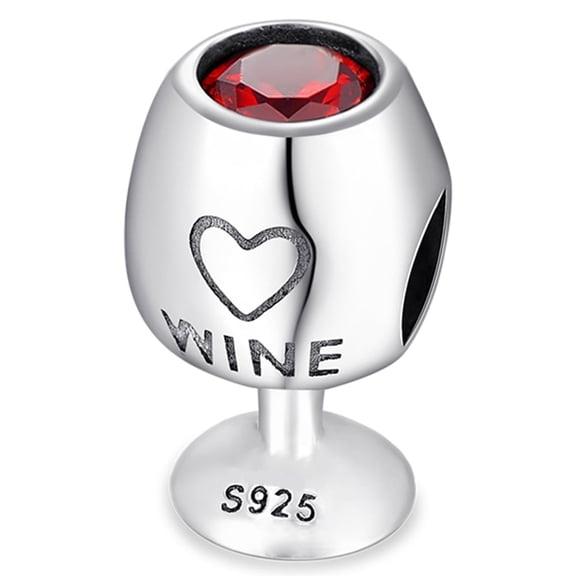 925 Sterling Silver Red Wine Glass Charm for Bracelet Charms Bangle Pendant Jewelry