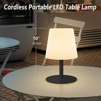 Postlucky 10" Small Cordless Portable LED Table Lamp for Bedroom Living Room, Rechargeable Bedside Desk Light, Black Metal Bracket