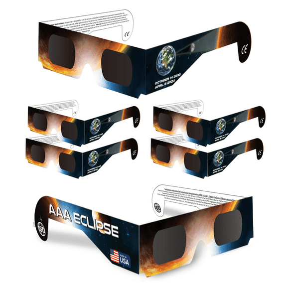 [6 Pack] Lunettes Solaires Eclipse - AAS Approuvé - Fabriqué aux États-Unis - ISO Certifié 12312-2 & CE Certifié