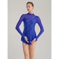 thumbnail image 5 of ZDHoor Womens Figure Ice Skating Dancewear Glitters Mesh Patchwork Lyrical Dance Leotard Dress Royal Blue XL, 5 of 6