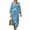 Blue and White - Palm Tree, variant on DISNIMO Maxi Dresses for Women Leaf Print Casual 3/4 Sleeve Dress Linen Style V Neck Shift Dress Fashion Loose Fit Midi Dresses, S