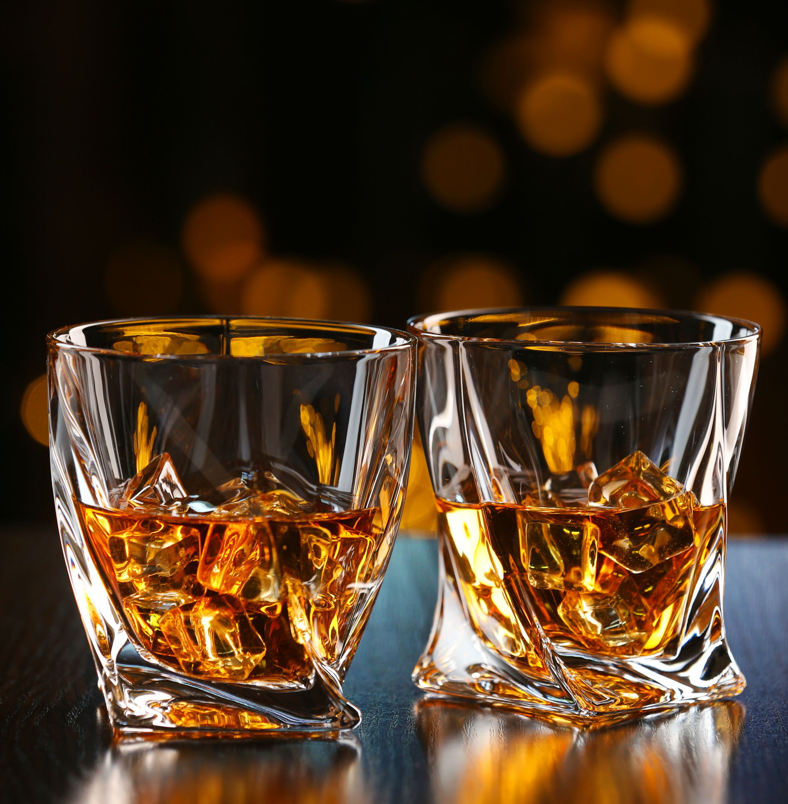 Stone Tray Whiskey Glass Wood Stand Gift Set Scotch Bourbon Twist Glasses 