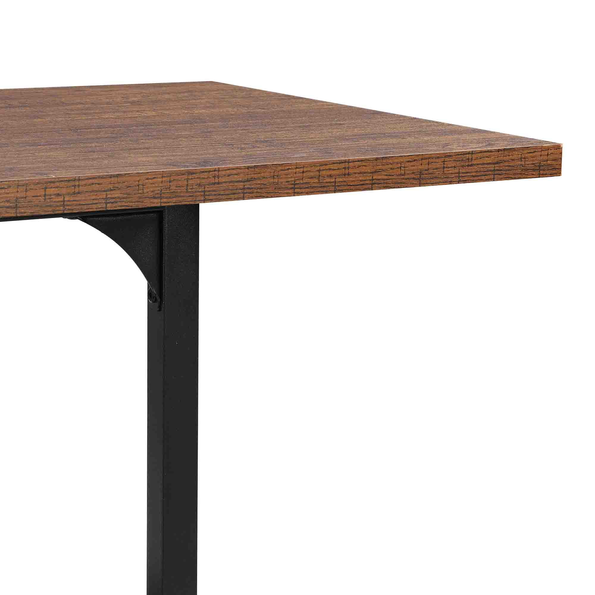 Kadyn Bar Table and Chairs Set for 4, 5 Piece Bar Kitchen Counter Height Table with Glass and Wine Holder, Brown