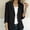 Black, variant on Women's Linen Blend 3/4 Sleeve Blazer Jacket, Two Button Notched Lapel Open Front Suit Coat with Patch Pockets for Office Business Casual Daily Layering