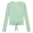 thumbnail image 4 of Zaldita Ballet Wrap Top Dance Long Sleeve Self Tie at Back Cardigan for Women Crochet Dance Tops Light Green XL, 4 of 7