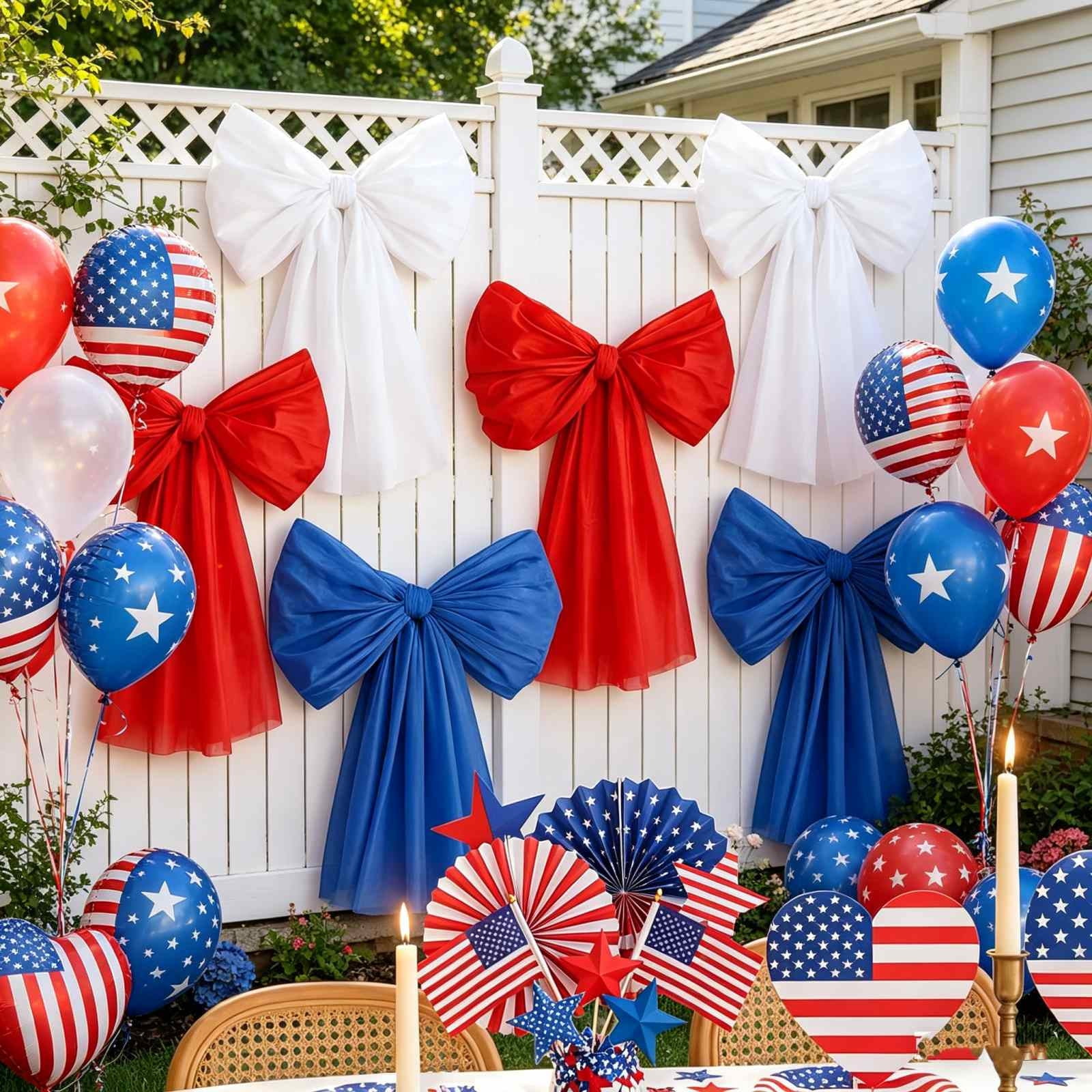 Stijggn Patriotic Ribbon 4th of July Decorations American Flag Double Sided Star Striped Wired Ribbon Red Blue White Ribbons for 4th of July Memorial Day Bow Wreath Making DIY Crafts