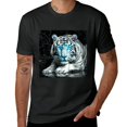 thumbnail image 2 of Black and white tigers, wild animals, blue eyed tigers, art, shirt design, art display, T-shirt lover gift casual breathable men, women, boys, girls, children, 2 of 4
