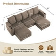 thumbnail image 3 of Willayok 110" Oversized U-Shaped Cloud Couch Sectional with Modular Design for Living Room: Comfy Corduroy, Ottoman, USB Port, Cup Holder, Armrest Storage, Side Pocket, Brown, 3 of 9