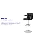 thumbnail image 2 of 2 Pk. Contemporary Black Quilted Vinyl Adjustable Height Barstool with Arms and Chrome Base, 2 of 9