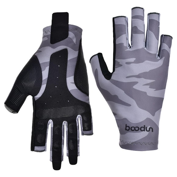 Guantes de pesca de medio dedo, sin dedos, transpirables, para kayak, ciclismo y senderismo. Gris M