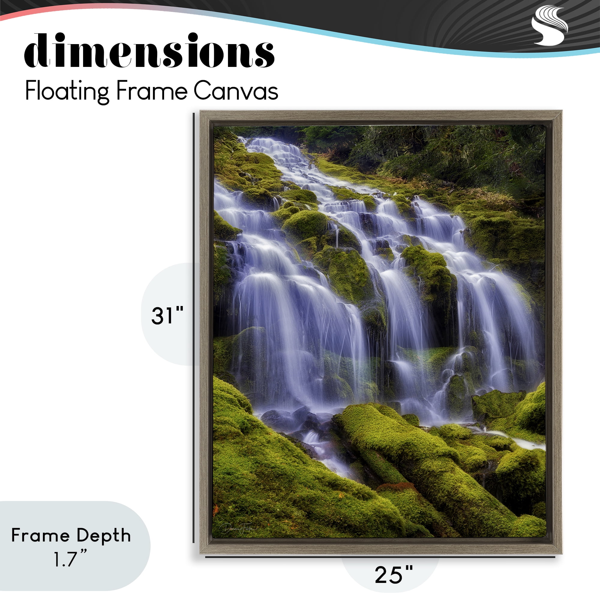 Stupell Industries Upper Proxy Falls Brown Framed Floater Canvas Wall Art, design by Dennis Frates