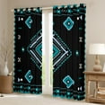 thumbnail image 2 of Manfei Vintage Aztec Rhombus Black Out Curtains,bohemian Exotic Style Curtains Pack of 2 (42x63 Each),Cyan Black Bedroom Curtains For Adults,Microfiber Bedroom Decor, 2 of 6