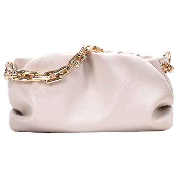Bolso de cadena para mujer, cartera de mano con forma de nube, bolso de hombro plisado, bolso de cadena