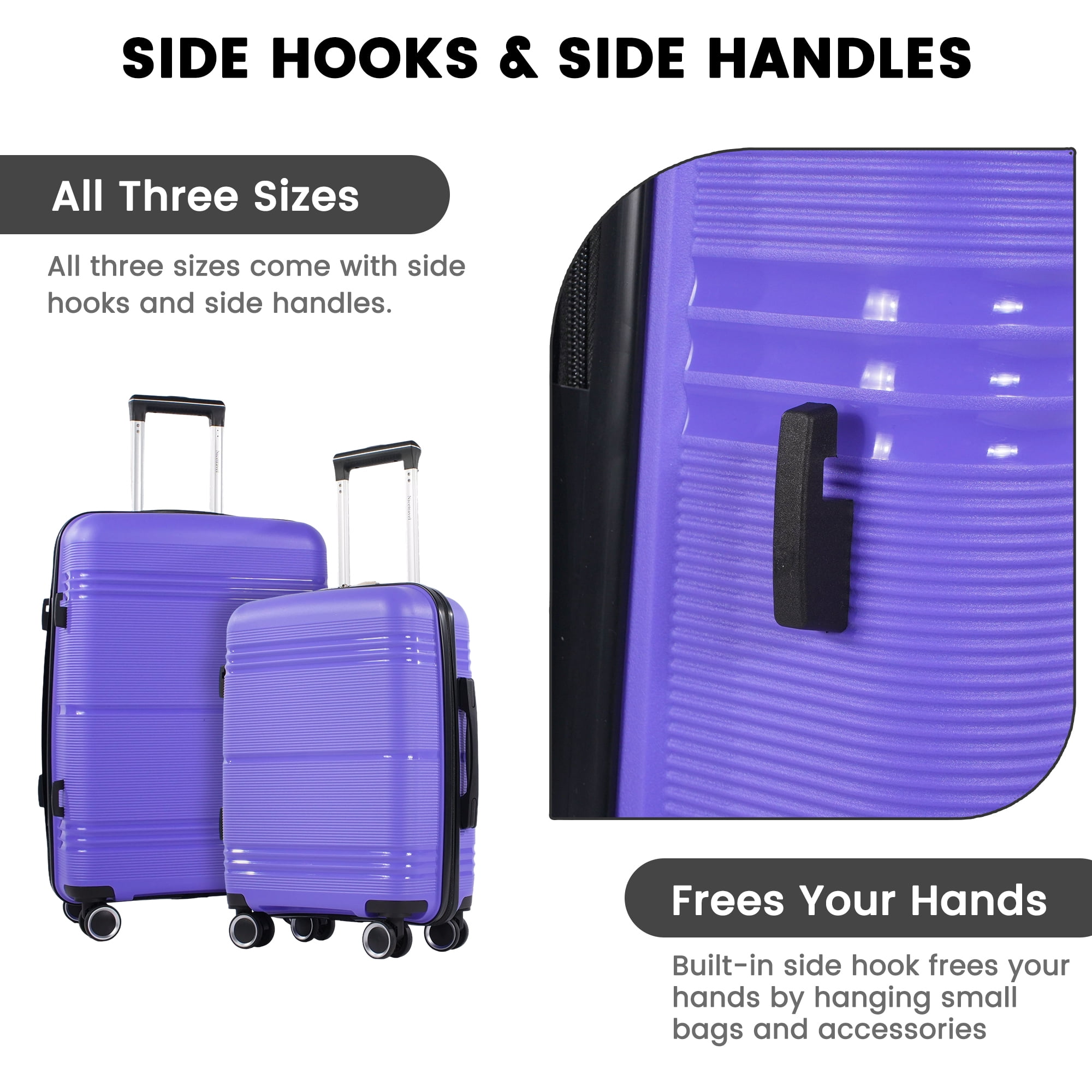 Landisun 3 Piece Hard Shell Luggage Set, Expandable Suitcase with