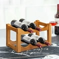 thumbnail image 3 of Costway 2-Tier Rubber Wood Wine Rack 6 Bottles Wine Display Holder Tabletop Bar Kitchen, 3 of 10