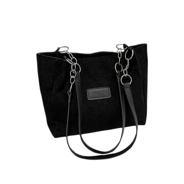 Bolso de Lona con Rayas Bolso de Terciopelo, Commuter de Gran Capacidad, Bolso de Mano de Lona, Bolso de Hombro Casual Versátil