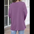 thumbnail image 4 of Blusas de Mujer de Larga con Cuello en V, Túnicas Casuales, Camisas Básicas, Blusas Holgadas Púrpura M, 4 of 7