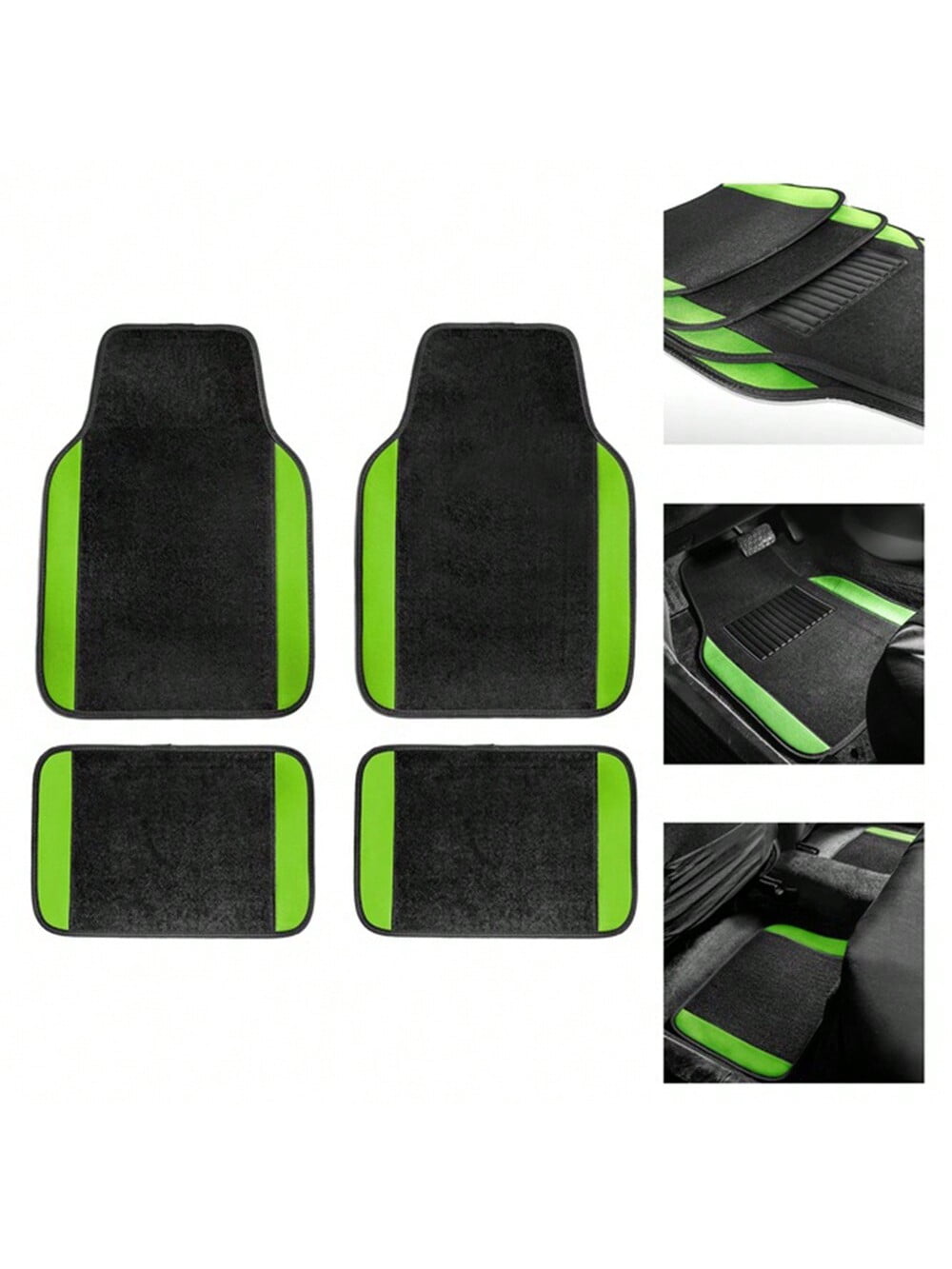 Tuqiang Car floor mats for Toyota for 4Runner Hybrid Plush-tread floor mats Suede Black and green