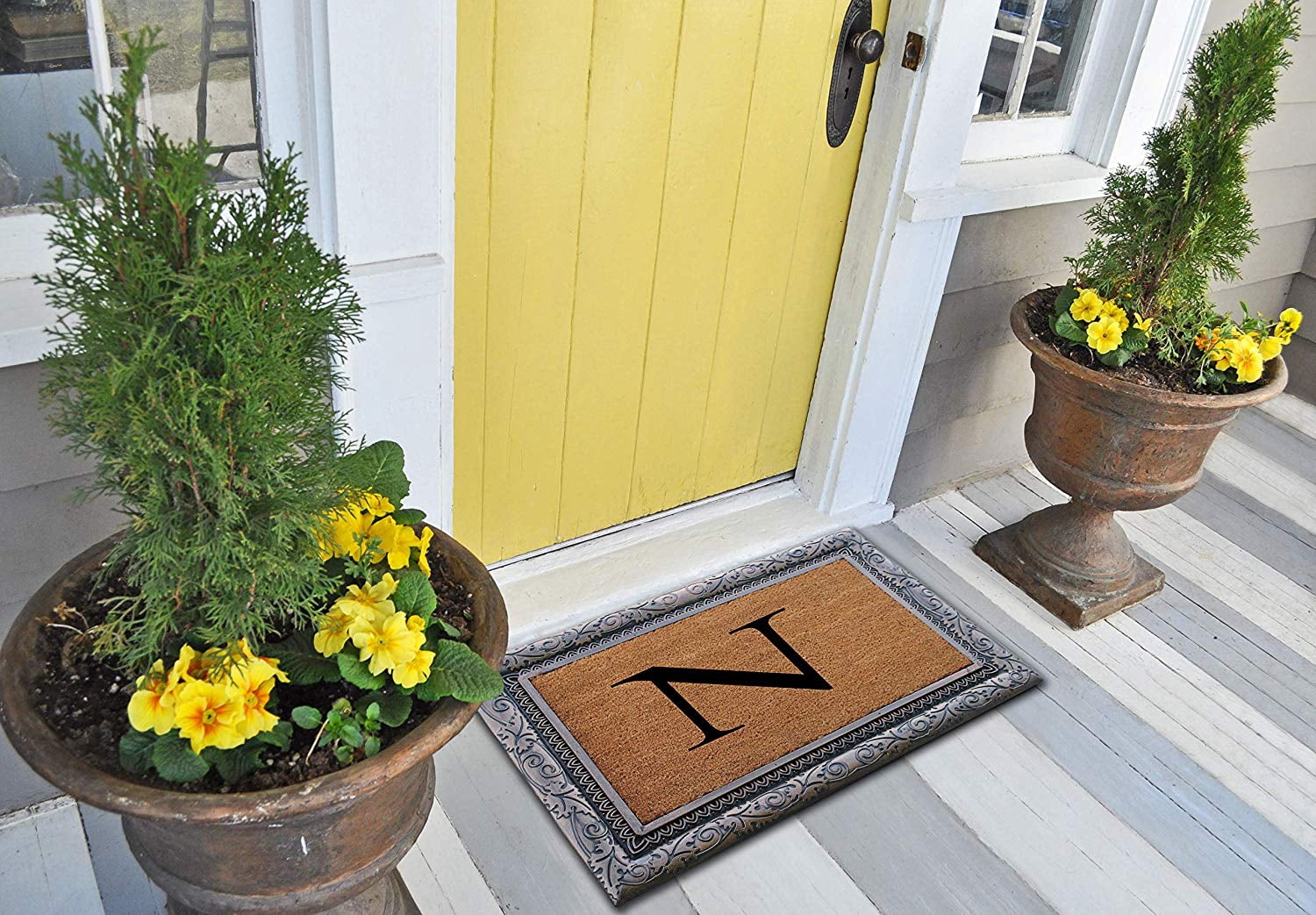 A1HC First Impression Rubber and Coir Albena 24" X 36" Bronze Finished Heavy Duty Monogrammed Doormat