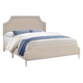 thumbnail image 1 of Monarch Specialties Bed, Queen Size, Bedroom, Upholstered, Beige Linen Look, Chrome Metal Legs, Transitional, 1 of 5