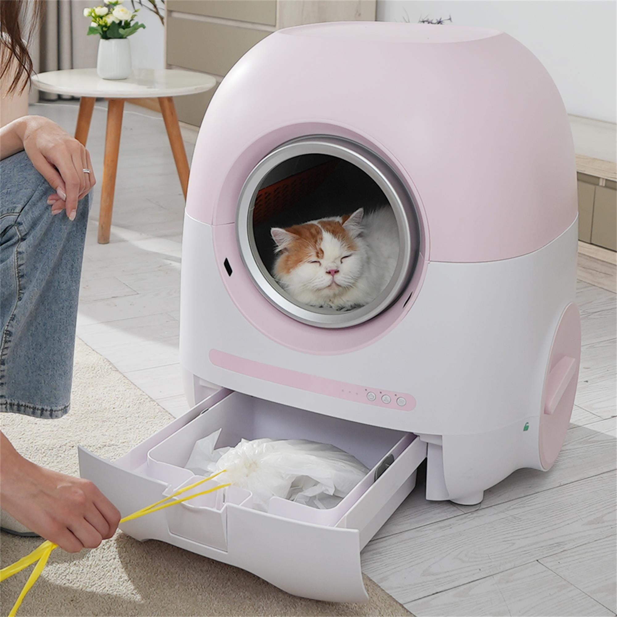 Pefilos 80L Large Capacity Smart Self Cleaning Cat Litter Box for Multi Cats, Automatic with Mat, Liner, Support 5G/Anti-Pinch, Brown Pefilos 80L Large Capacity Smart Self Cleaning Cat Litter Box for Multi Cats, Automatic with Mat, Liner, Support 5G/Anti-Pinch, Brown