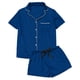 thumbnail image 2 of Gibobby Pijamas para mujer Pijamas de mujer Pijamas de talla grande Pijamas de seda de imitación Conjunto de ropa de casa informal sexy de verano para mujer(Azul,M), 2 of 5