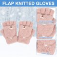 thumbnail image 4 of 2 uds. Guantes de punto con tapa para otoño e invierno, guantes de punto con tapa para otoño e invierno, cálidos y gruesos, 4 of 6