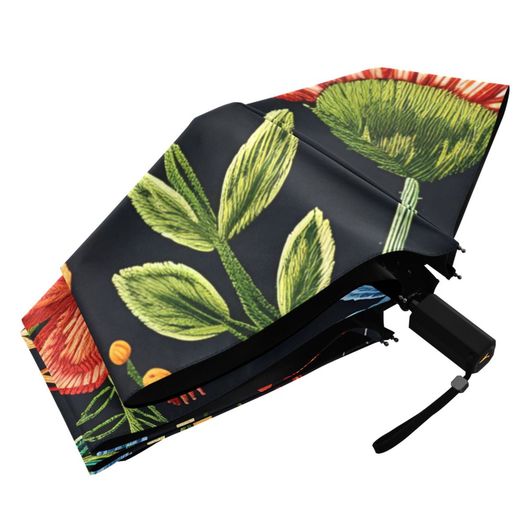 ALAZA Retro Vintage Flower UPF 50+ Compact Folding Umbrella for Rain Travel Umbrella Packable