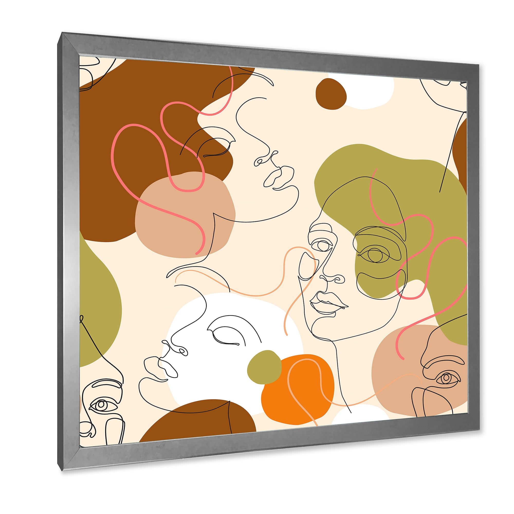 Designart 'One Line Portrait of Afro American Women VII' Modern Framed Art Print