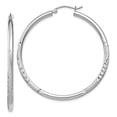 thumbnail image 3 of 925 Sterling Silver Rhodium-plated 2.5mm Satin & Diamond-cut Hoop Earrings, 3 of 6