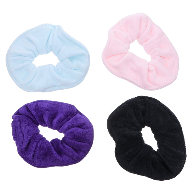 RomaMX 4 piezas mujeres grandes de microfibra para el cabello Scrunchies secador de pelo banda de felpa lazos elásticos
