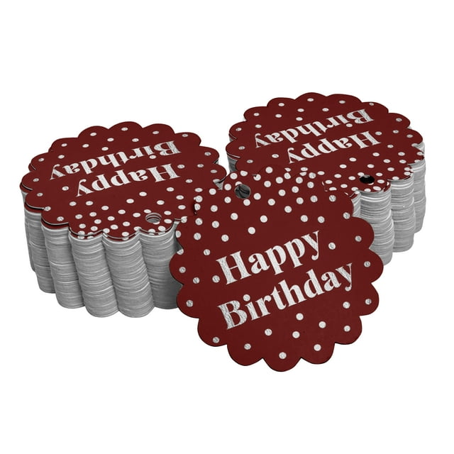 Inkdotpot Silver Foil Paper Hang Tags Happy Birthday Favor Tags 50 Piece